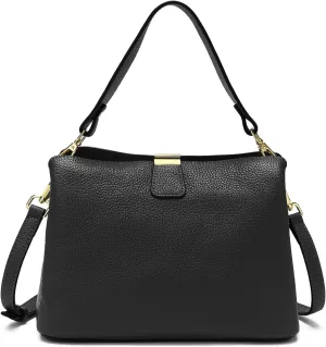 Small Women Genuine Leather Bucket Shoulder Bag Soft Crossbody Purses for Lady Handbag