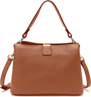 Small Women Genuine Leather Bucket Shoulder Bag Soft Crossbody Purses for Lady Handbag