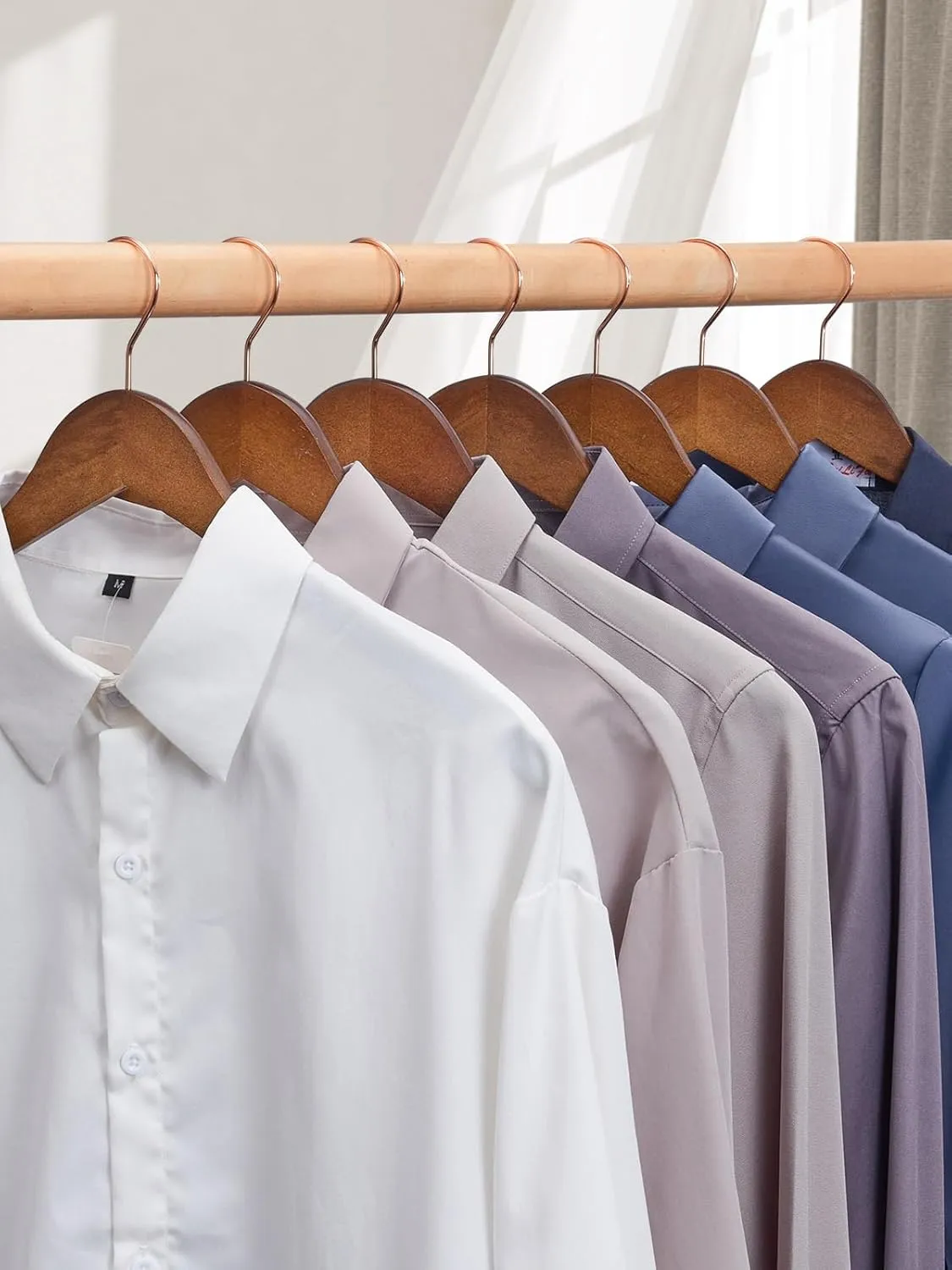 Smartor Wooden Hangers 20 Pack, Solid Wood Coat Hanger for Closet, Heavy Duty Wood Hangers for Suits, Shirts, Dresses, with 360° Rose Gold Hook, Non Slip Pant Bar, Walnut