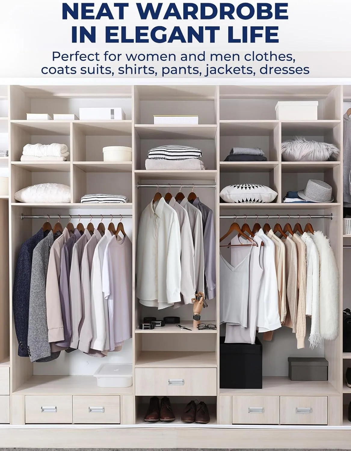 Smartor Wooden Hangers 20 Pack, Solid Wood Coat Hanger for Closet, Heavy Duty Wood Hangers for Suits, Shirts, Dresses, with 360° Rose Gold Hook, Non Slip Pant Bar, Walnut