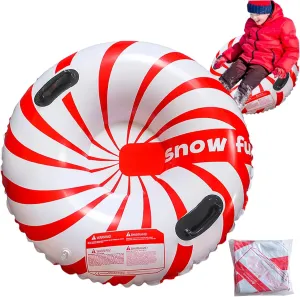 Snow Tube 33.5 inch Sleds for Adults Inflatable Snow Sled with Handles Heavy Duty Adult Sledge Thicken Snow Toys for Winter
