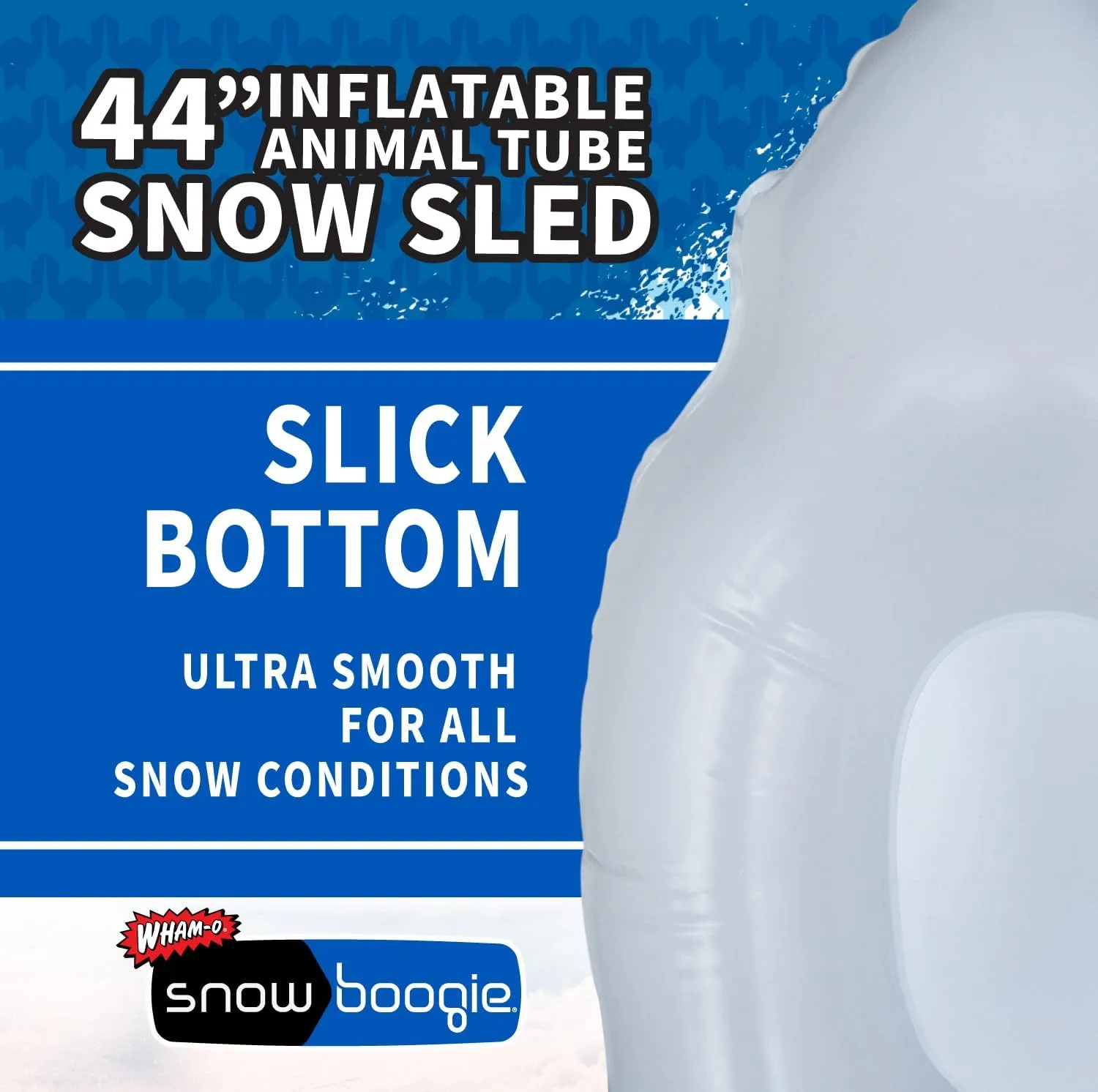 Snowboogie 44" Inflatable Animal Tube Sled | Single Rider Snow Sleds | Inflatable Sled with Soft Handles | Slick Bottom for Speed & Control | Snow Sledding for Children