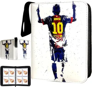 Soccer Card Binder, Trading Card Binder 4 Pocket with 50 Removable Sleeves Fits 400 Sport Cards, 3 Ring Card Holder Binder with Zipper, Collector Storage Album