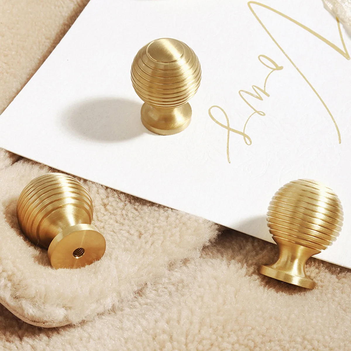 Solid Brass Cabinet Knobs – Modern Round Drawer Pulls