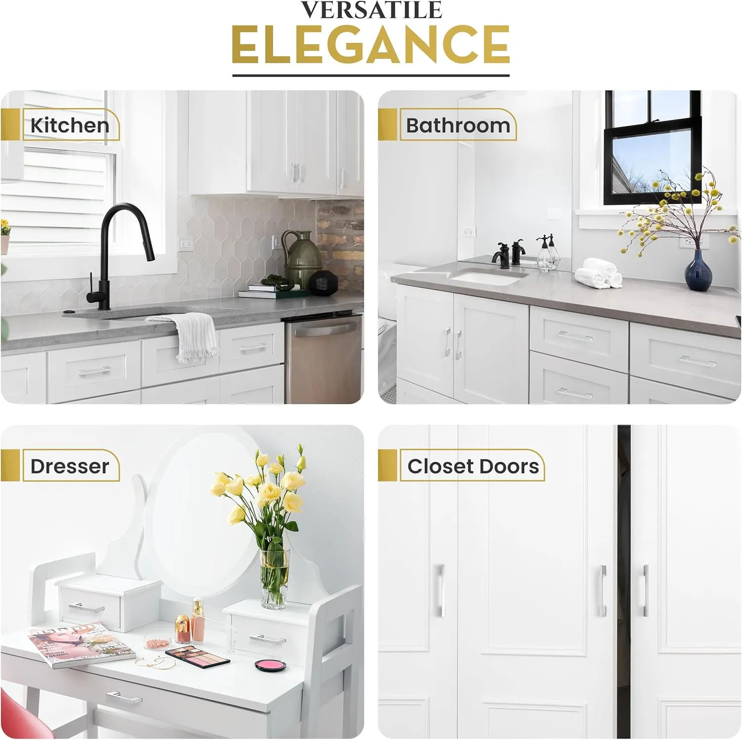 Southern Hills Polished Chrome Cabinet Handles - 5-Pack - 3.75" Centers - Chrome Drawer Pulls - Silver Cabinet Handles - Modern Cabinet Hardware - Kitchen Cabinet Pulls - SH3229-96-CHR-5