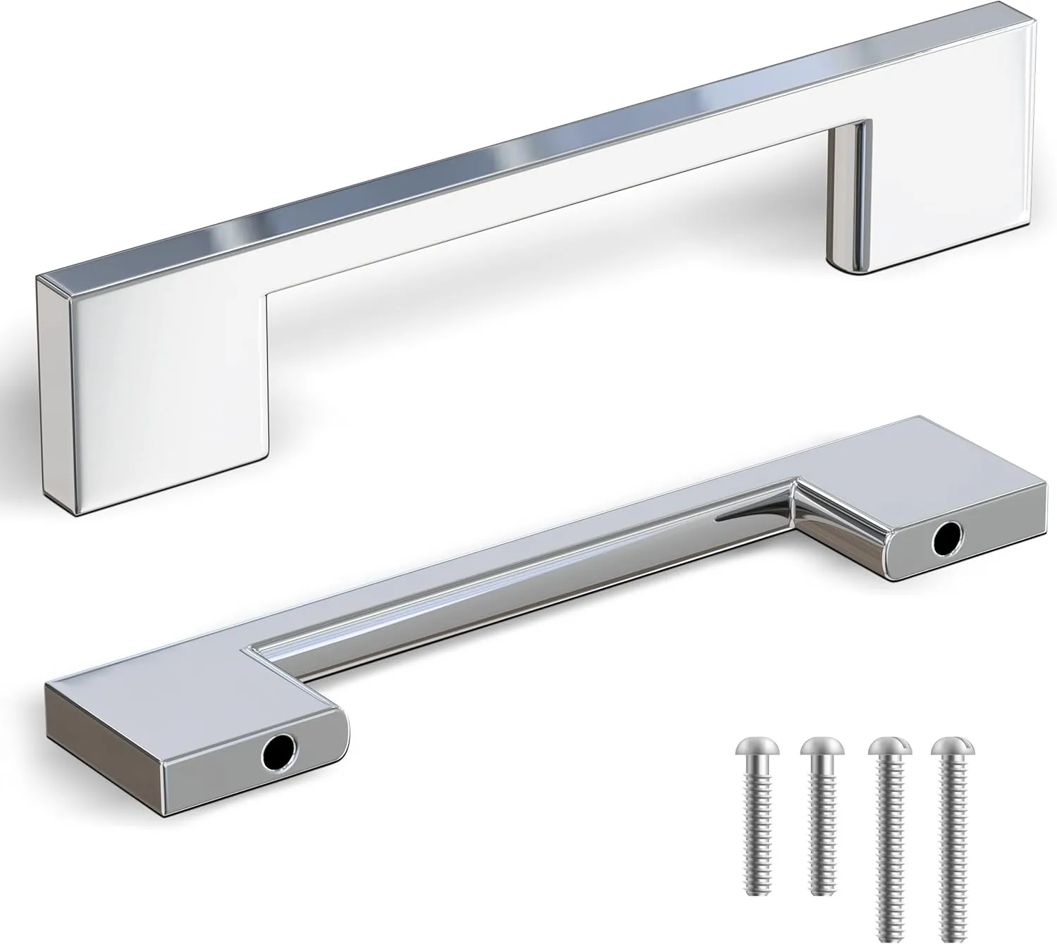 Southern Hills Polished Chrome Cabinet Handles - 5-Pack - 3.75" Centers - Chrome Drawer Pulls - Silver Cabinet Handles - Modern Cabinet Hardware - Kitchen Cabinet Pulls - SH3229-96-CHR-5