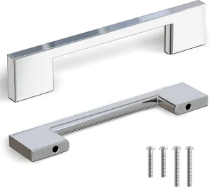 Southern Hills Polished Chrome Cabinet Handles - 5-Pack - 3.75" Centers - Chrome Drawer Pulls - Silver Cabinet Handles - Modern Cabinet Hardware - Kitchen Cabinet Pulls - SH3229-96-CHR-5