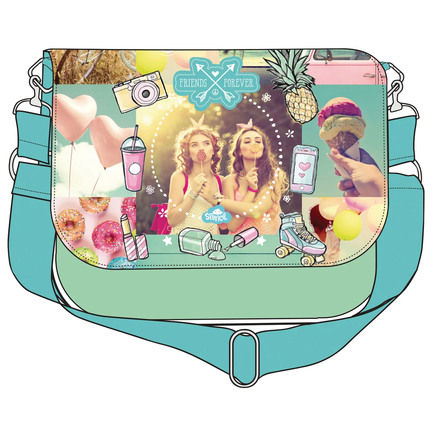 Spencil Kids Satchel Messenger Bag Friends Forever