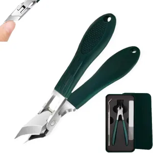 Splashproof 25° Beveled Edge Nail Clippers 3-Piece Set, Oblique Ingrown Toenail Clippers, Wide Jaw Opening Anti-Splash Slanted Nail Clipper (Green)