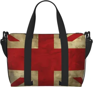 Sports Gym Bag for Women Men Travel Duffel Bag Tote British Flag Weekender Bag Canvas Carry on Overnight Bag for Travel Swimming Fitness Workout Sports Duffle Bag