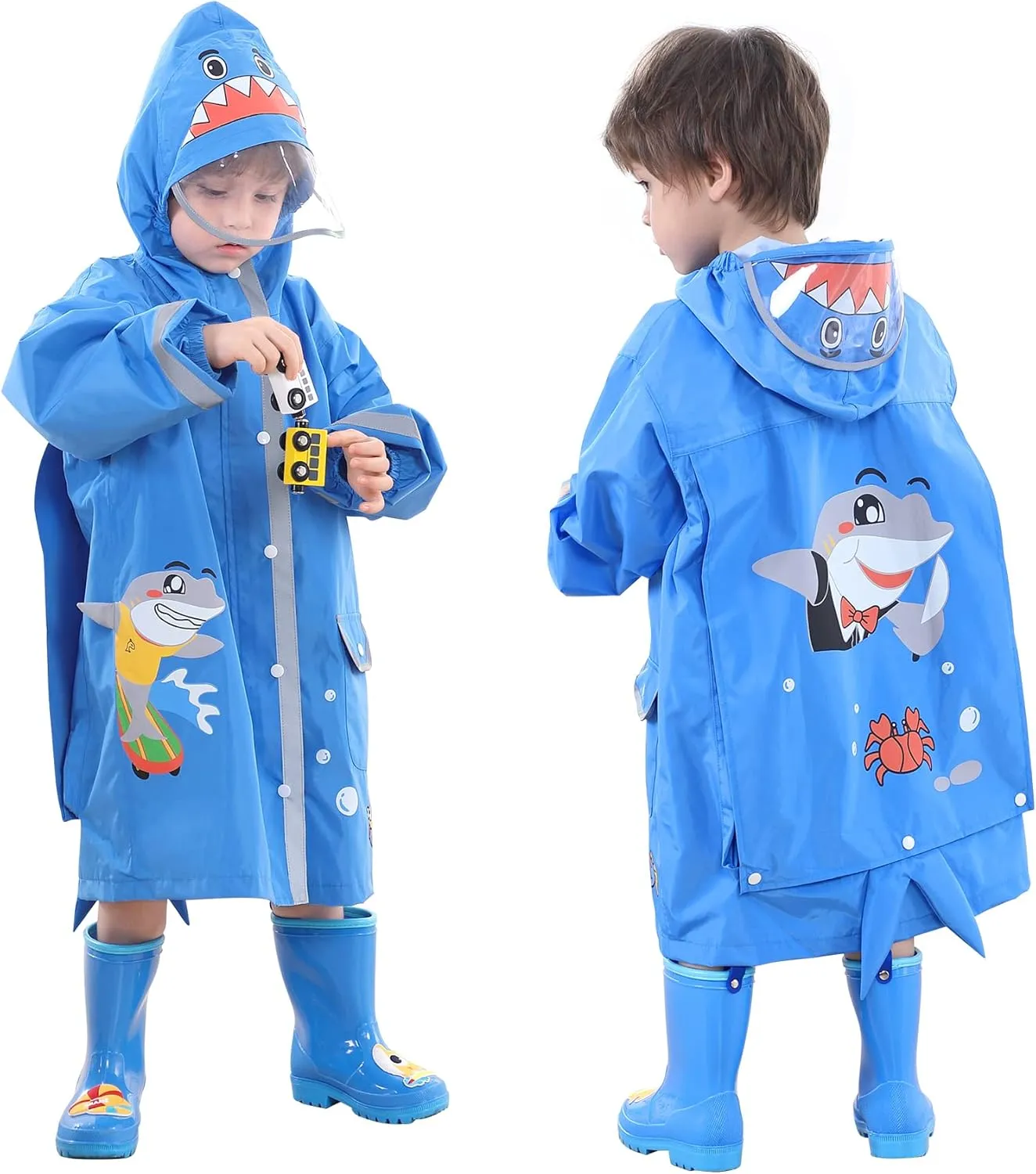 SSAWcasa Rain Poncho Kids, Toddler Girls Boys Rain Jacket Coat with Hood, Children Baby Raincoat Rainwear Gear Outerwear