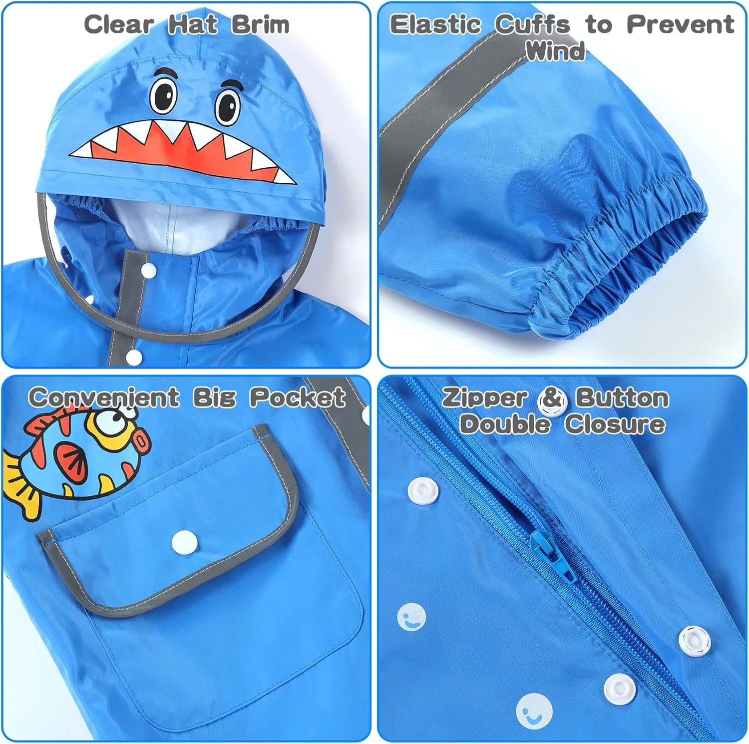 SSAWcasa Rain Poncho Kids, Toddler Girls Boys Rain Jacket Coat with Hood, Children Baby Raincoat Rainwear Gear Outerwear