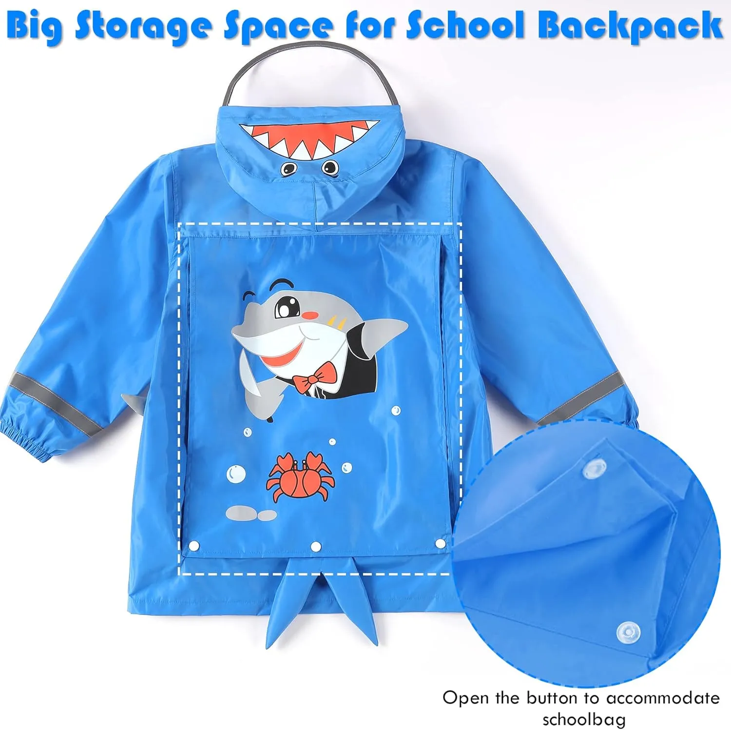 SSAWcasa Rain Poncho Kids, Toddler Girls Boys Rain Jacket Coat with Hood, Children Baby Raincoat Rainwear Gear Outerwear