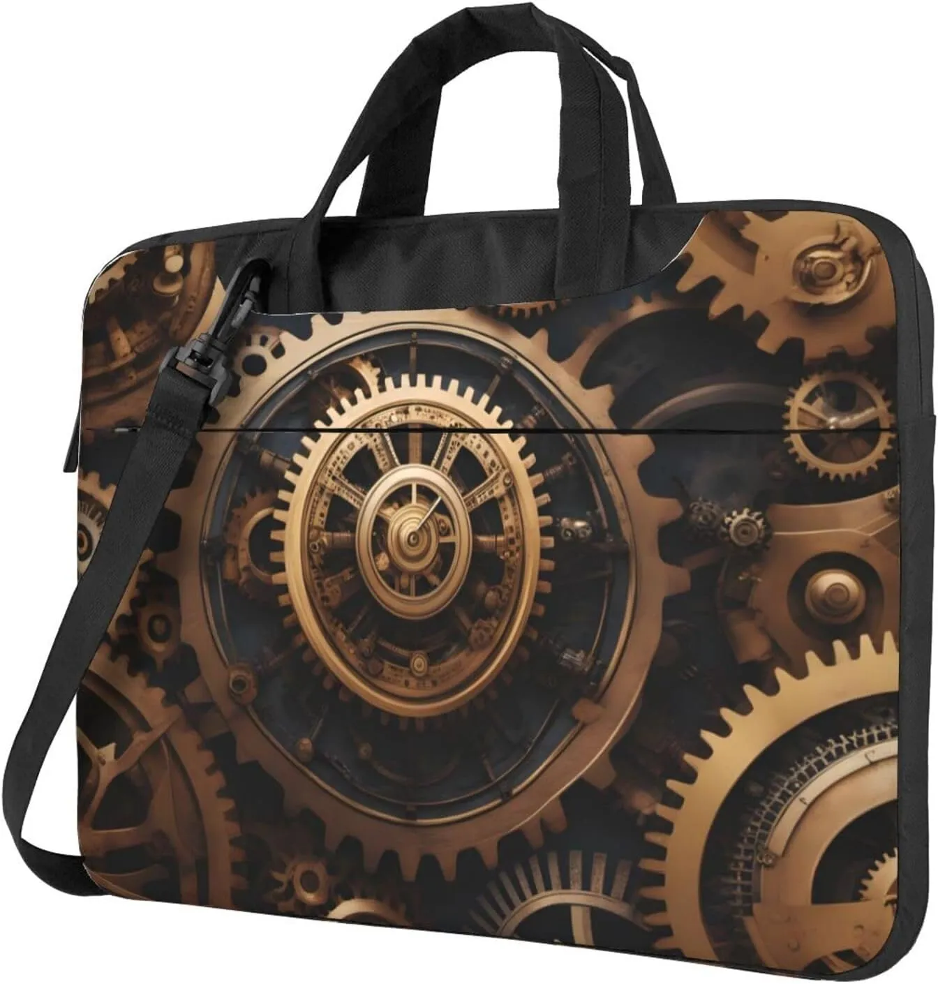 Steampunk Mechanical Gears pattern Fashionable and ultra-thin shoulder laptop bag Shockproof soft lining