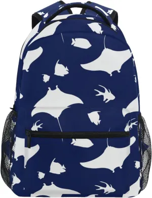 Stingray and Tropical Fish Boys Girls Kids School Backpacks Bookbag, School Bag Travel Backpack Daypack