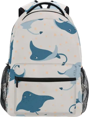 Stingray Fish Pattern Boys Girls Kids School Backpacks Bookbag, School Bag Travel Backpack Daypack