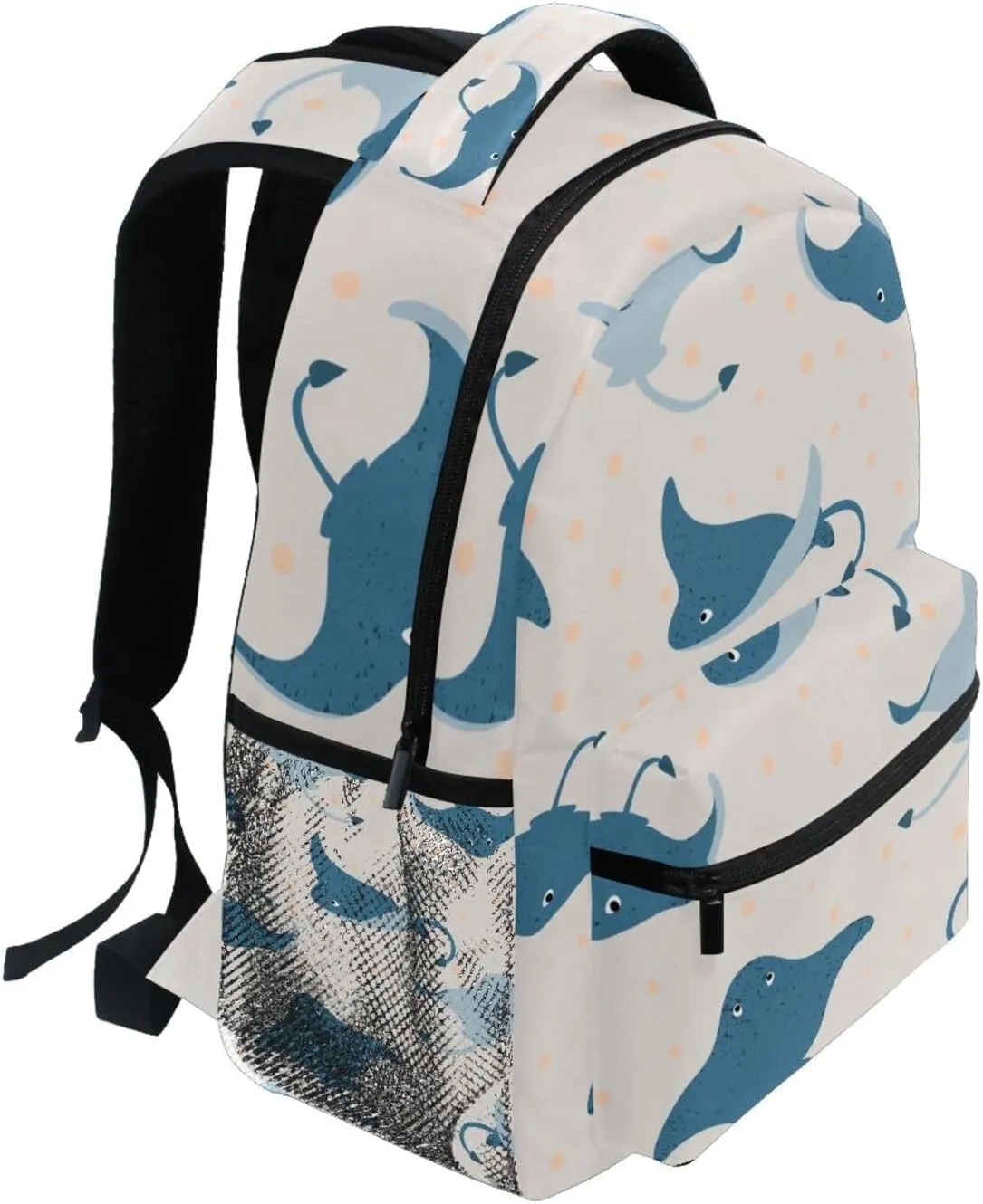 Stingray Fish Pattern Boys Girls Kids School Backpacks Bookbag, School Bag Travel Backpack Daypack