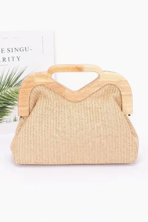 Straw Wood Frame Clutch