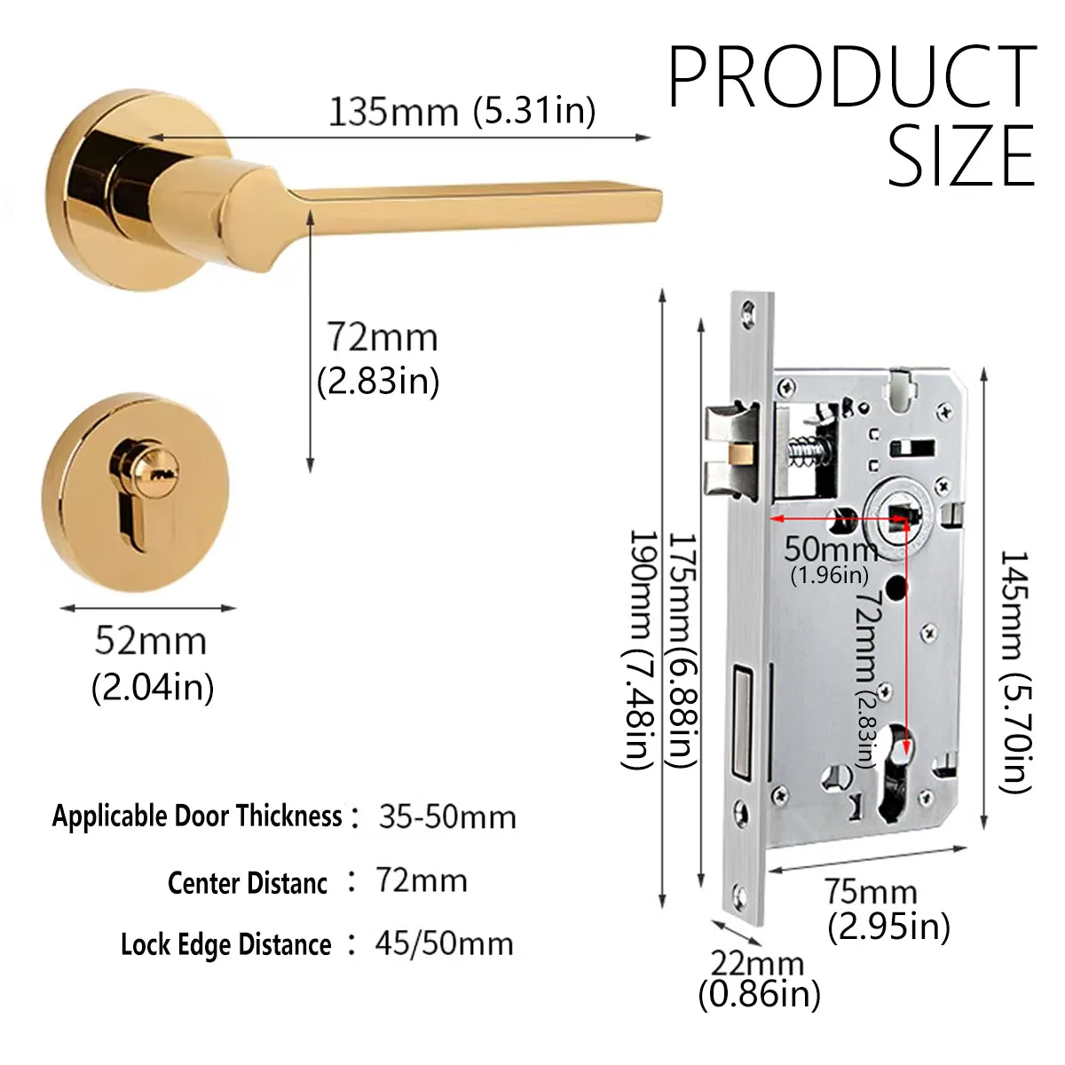 Stylish Aluminium Entrance Door Handles – Front Door Lever Handle Gold