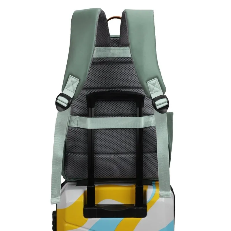 Stylish Vegan Leather Laptop Backpack | Fits 15.6 Inch Laptop | 19L | Pistachio Green
