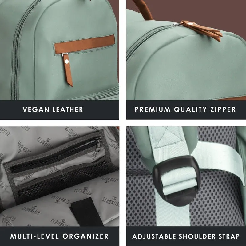Stylish Vegan Leather Laptop Backpack | Fits 15.6 Inch Laptop | 19L | Pistachio Green