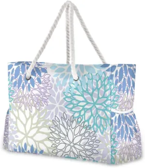 SUABO Travel Beach Bag, Women Large Shoulder Handbags, Cotton Rope Handles Travel Tote Bag for Women