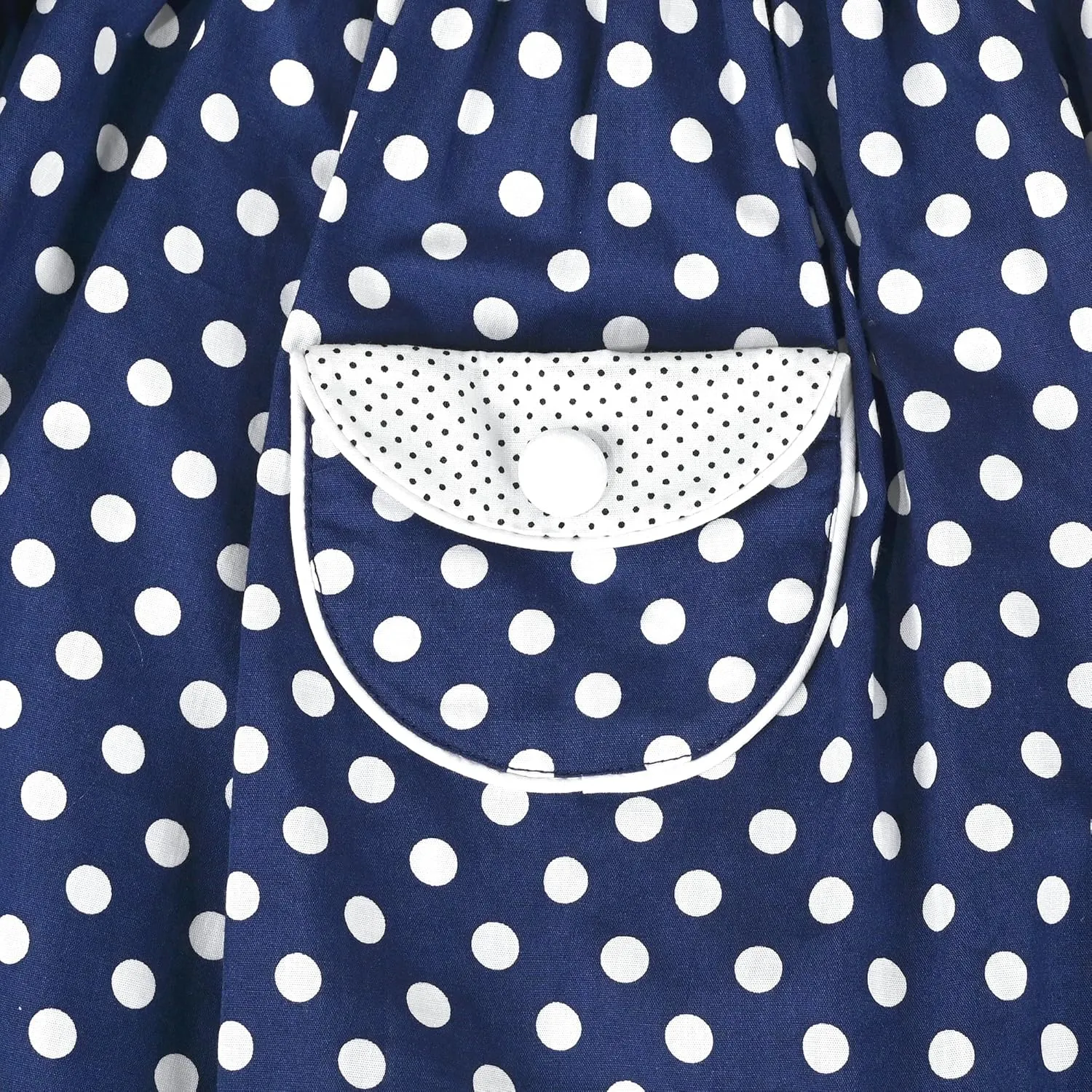 Sunny Fashion Girls Dress Blue Polka Dot Pocket Pleated Summer Sleeveless Cotton