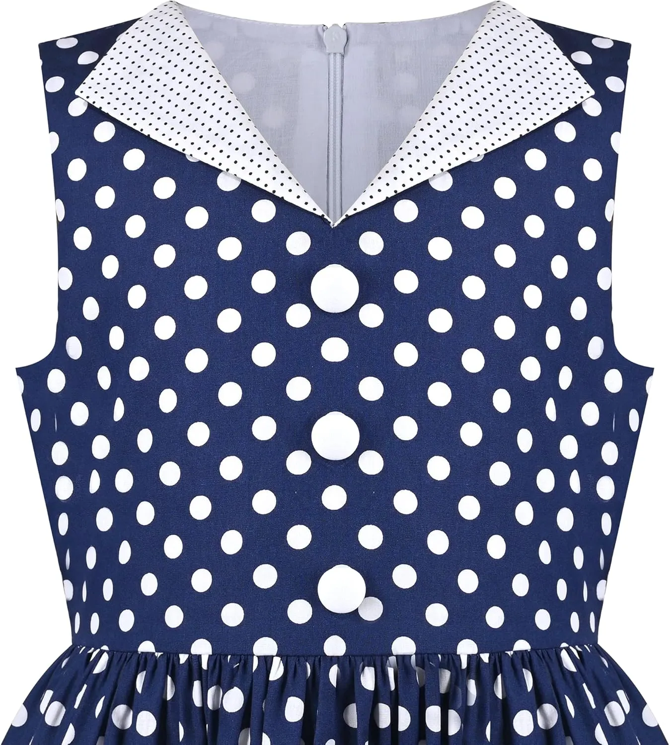 Sunny Fashion Girls Dress Blue Polka Dot Pocket Pleated Summer Sleeveless Cotton