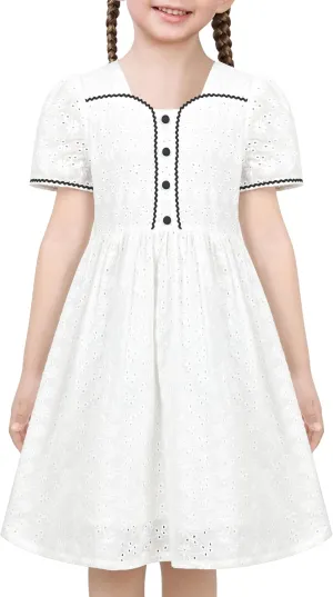 Sunny Fashion Girls Dress Green Butterfly Ruffle Lace Trim Soft Short Sleeve