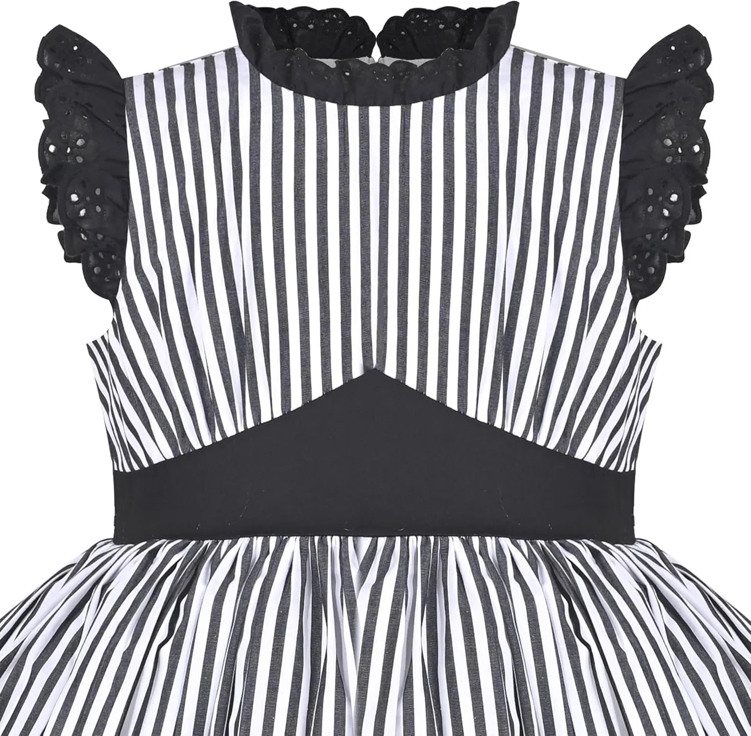 Sunny Fashion Girls Dress O-Neck Backless Smocked Embroidery Ruffle Vintage Sleeveless