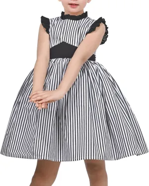 Sunny Fashion Girls Dress O-Neck Backless Smocked Embroidery Ruffle Vintage Sleeveless