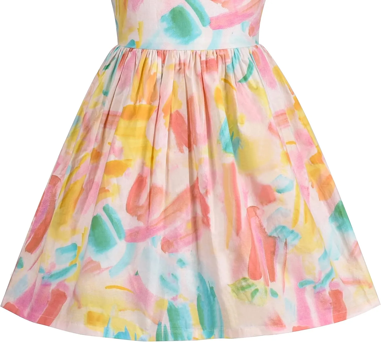 Sunny Fashion Girls Dress Polka Dot Overlap Design with Trim Yellow Size 4-10
