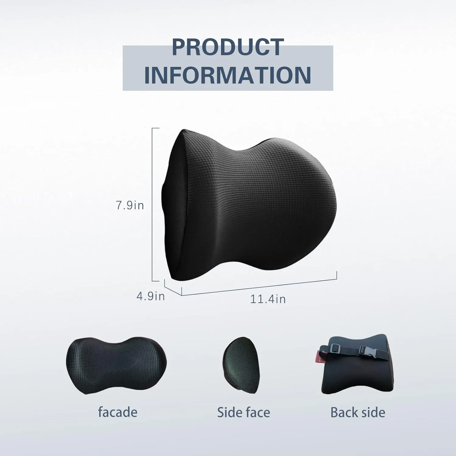 Super Comfy Car Headrest Pillow, Car Pillow for Neck Pain Relief with Adjustable Strap, 100% Memory Foam & Breathable Removable Cover, Ergonomic Design - Softness Travel Car Neck Pillow(Black, 1PC)