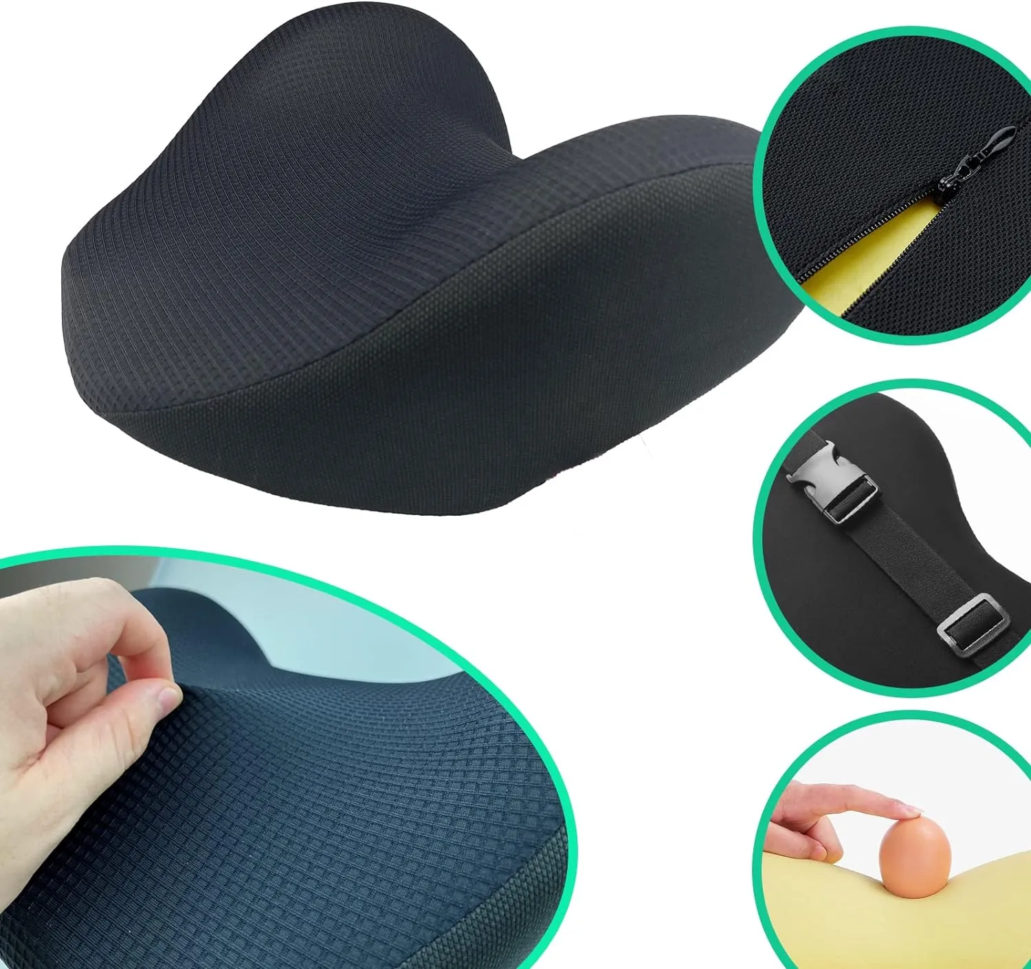 Super Soft Car Headrest Pillow, 100% Memory Foam Car Neck Pillow with Adjustable Strap & Breathable Removable Cover, Ergonomic Design - Travel Pillow Car Pillow for Neck/Back Pain Relief(Black, 1PC)