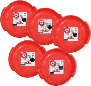 Superio Round Snow Saucer Sled- 24" Plastic Disc Sled for Kids and Adults- Heavy Duty Sled with Handles for Downhill Sledding, Winter Outdoor Sports