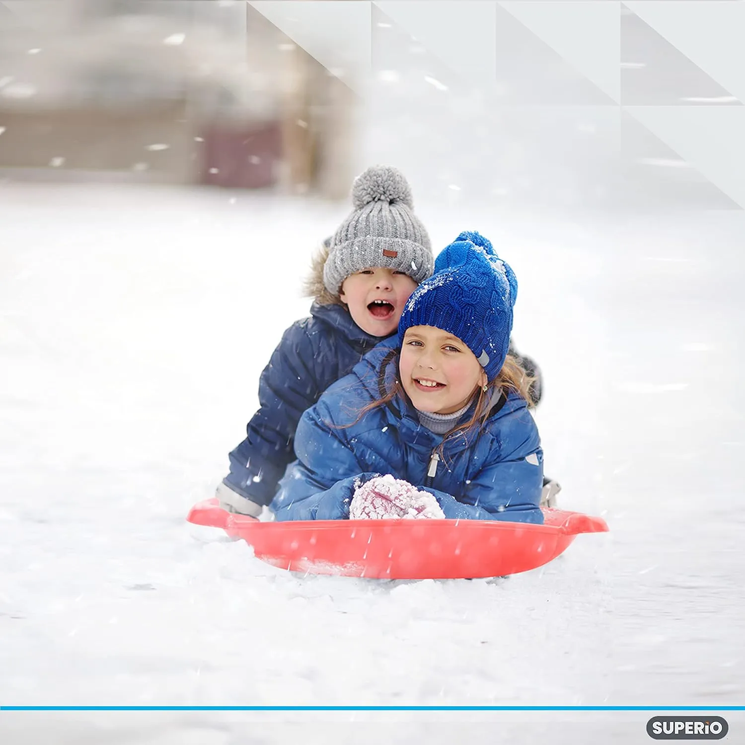 Superio Round Snow Saucer Sled- 24" Plastic Disc Sled for Kids and Adults- Heavy Duty Sled with Handles for Downhill Sledding, Winter Outdoor Sports