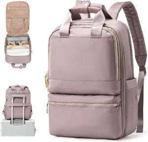 suratioTravel Backpack Carry On Flight Approved Small Travel Backpack For Women Carry On Backpack Personal Item Travel Bag Laptop Teacher Backpack Work Backpack For Traveling On Airplane Pink Purple