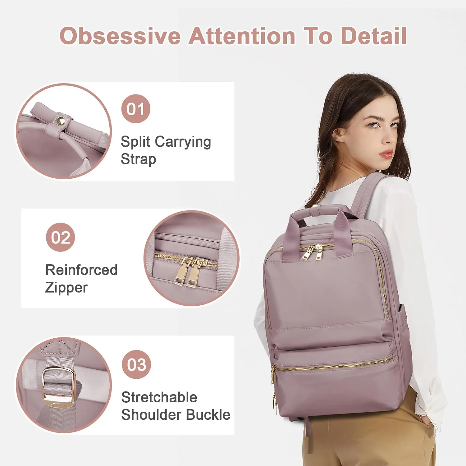suratioTravel Backpack Carry On Flight Approved Small Travel Backpack For Women Carry On Backpack Personal Item Travel Bag Laptop Teacher Backpack Work Backpack For Traveling On Airplane Pink Purple