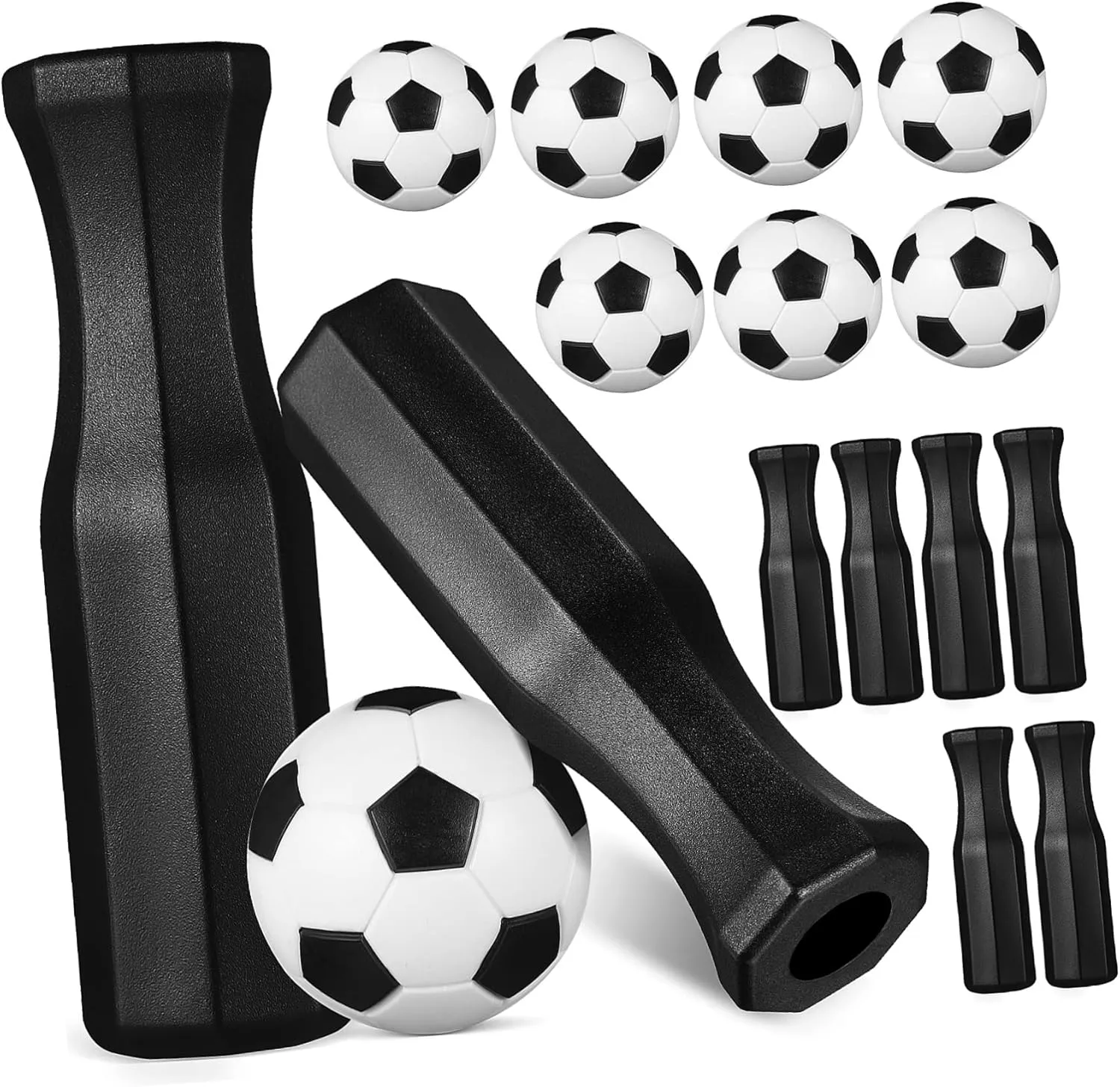 Table Soccer Foosball Grip Replacement Set 8 Handles 8 Balls for Boys and Girls