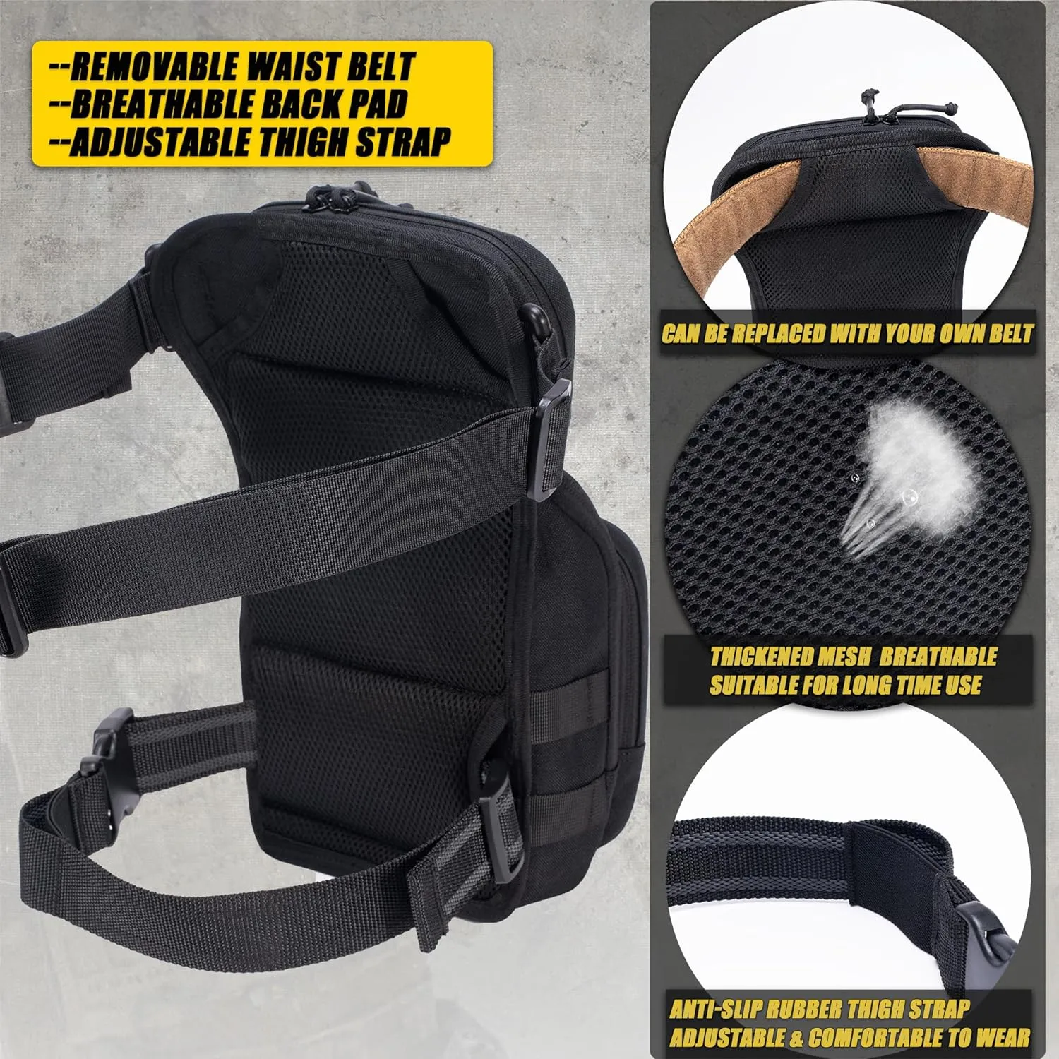 Tactical Drop Leg Bag Utility Pouch Molle Pack for Outdoor Motorcycle Cycling Hunting Hiking with CCW Gun Holster