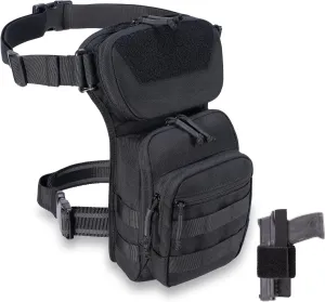 Tactical Drop Leg Bag Utility Pouch Molle Pack for Outdoor Motorcycle Cycling Hunting Hiking with CCW Gun Holster