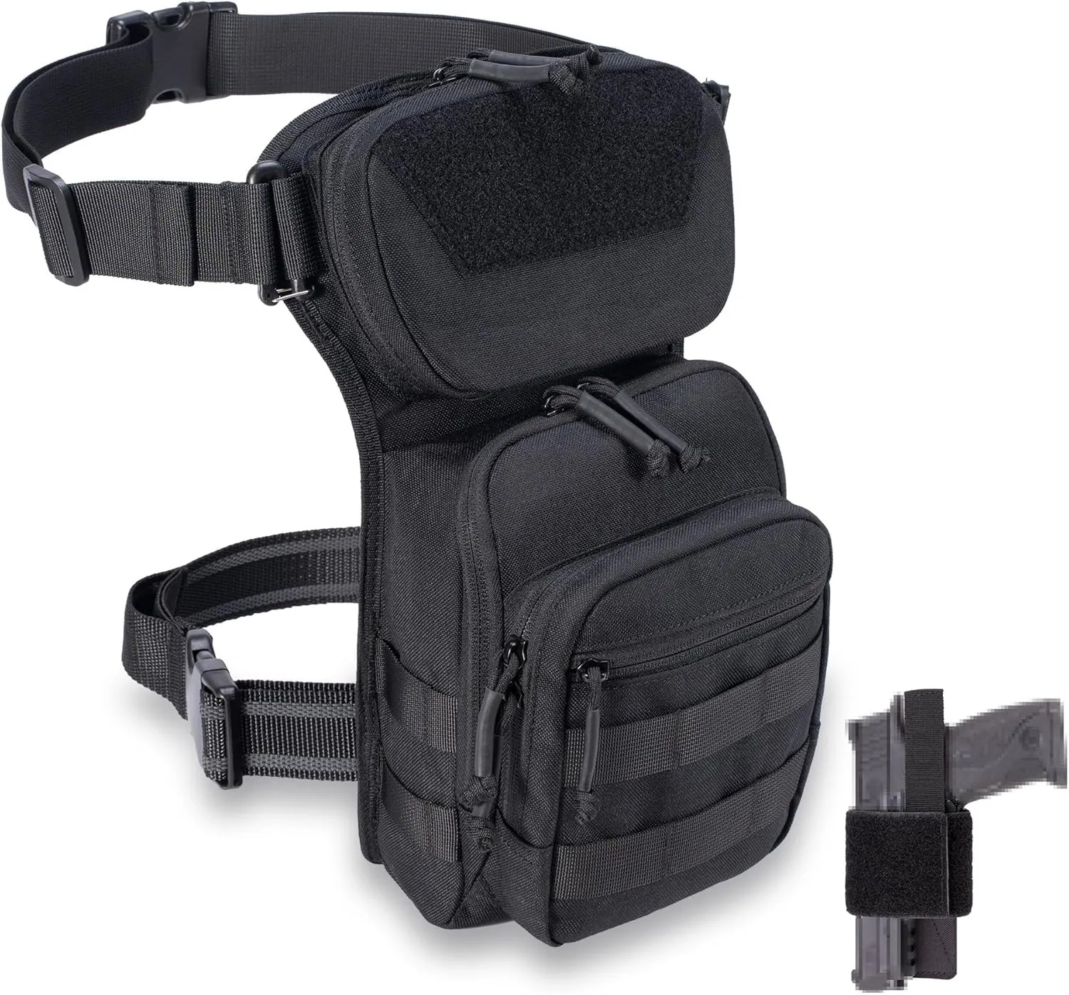 Tactical Drop Leg Bag Utility Pouch Molle Pack for Outdoor Motorcycle Cycling Hunting Hiking with CCW Gun Holster