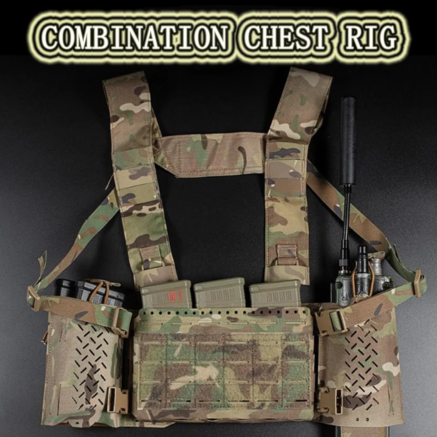 Tactical Expander Wing Pouch Set,Military Radio Holder 5.56 Mag Pouch Hunting Vest Accessories Chest Rig Side Bag
