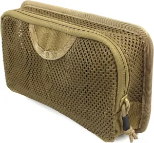 Tactical Mesh Zipper Pouch, Modular Insert Panel Organizer EDC Utility Storage Pocket with Hook-N-Loop Fasteners for Backpack Bag Accessories