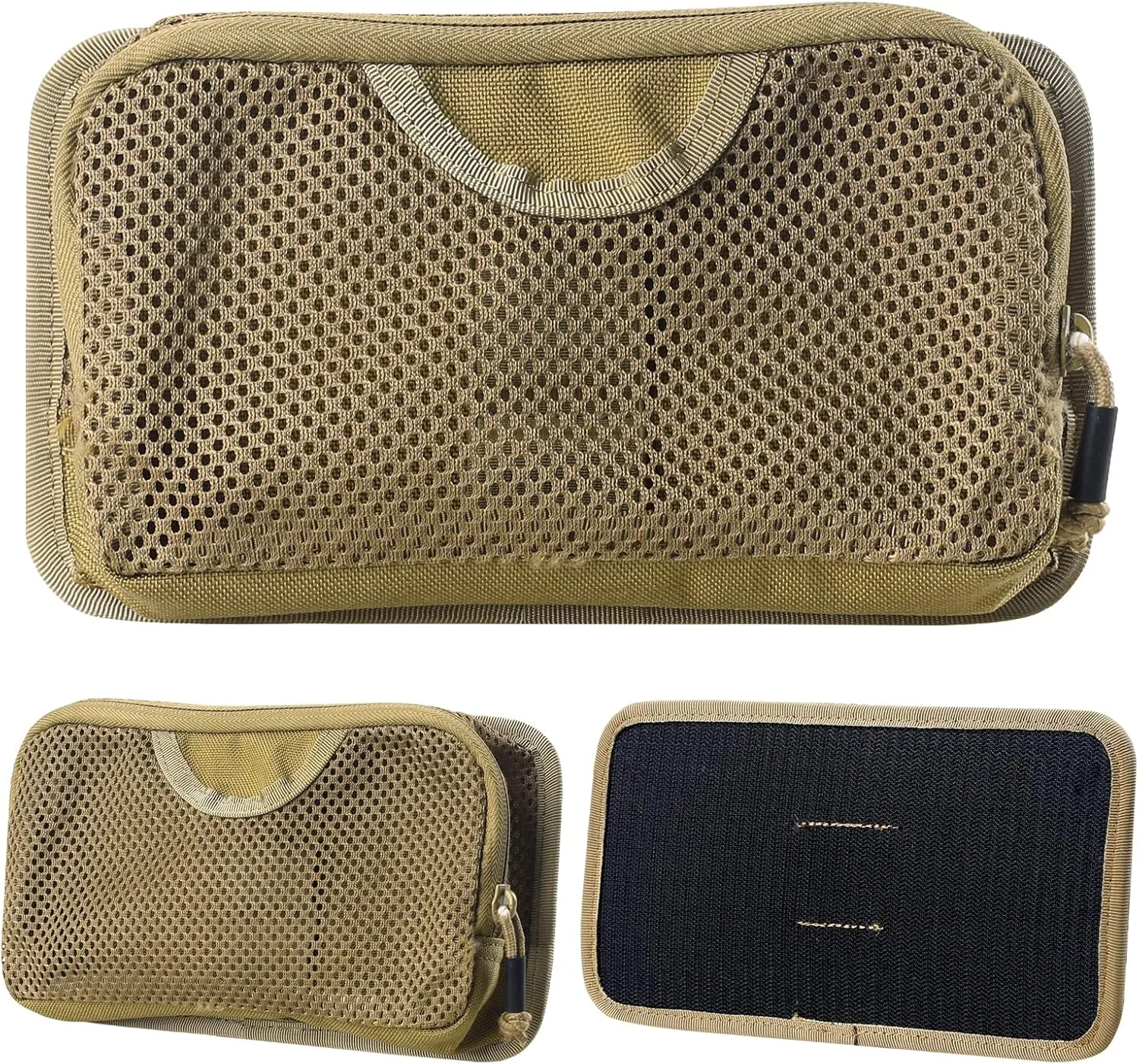 Tactical Mesh Zipper Pouch, Modular Insert Panel Organizer EDC Utility Storage Pocket with Hook-N-Loop Fasteners for Backpack Bag Accessories