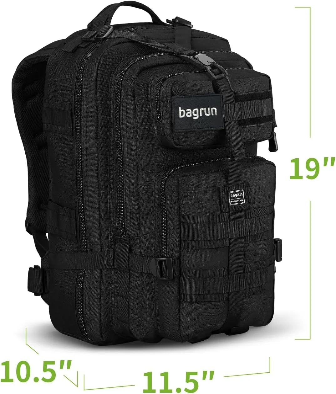 Tactical Military Backpack - Military Grade Molle Army Bag with Multiple Storage for Hiking Trekking (Urban black)