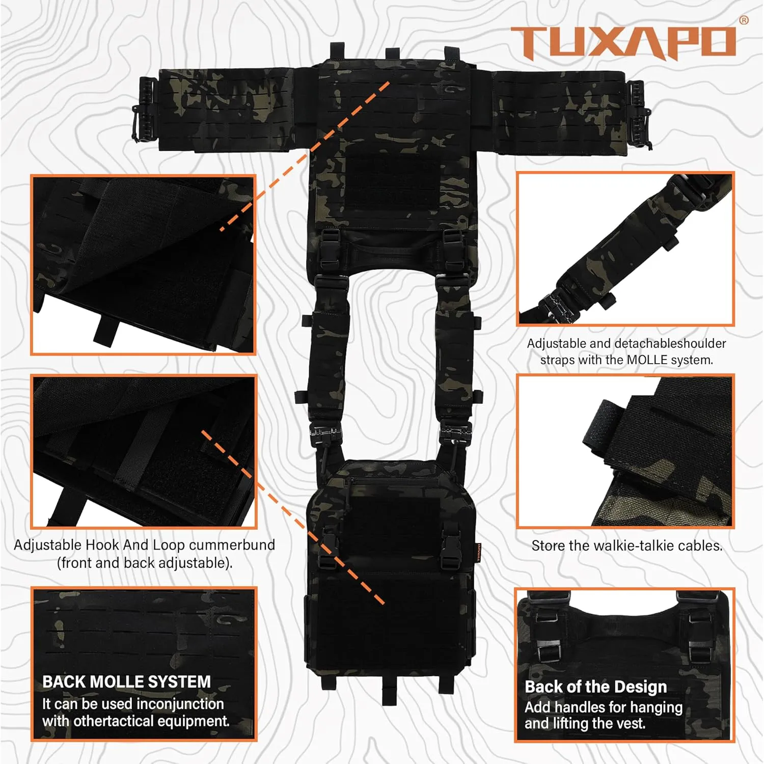 Tactical Molle Vest for Men Laser Cutting Modular Lightweight Quick Release Adjustable Vests