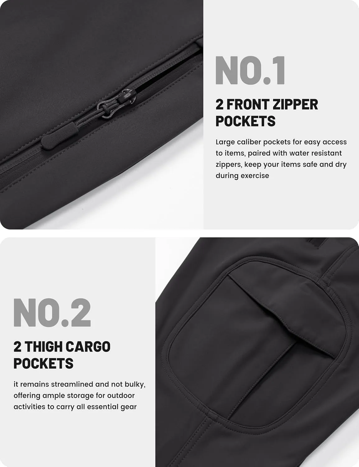 TACVASEN Men's Winter Tactical Pants Fleece Lined Cargo Hiking Pants Stretch Water Resistant Outdoor Softshell Pants