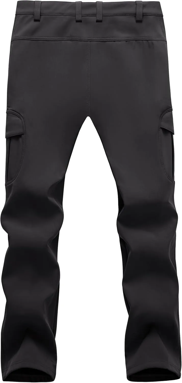 TACVASEN Men's Winter Tactical Pants Fleece Lined Cargo Hiking Pants Stretch Water Resistant Outdoor Softshell Pants