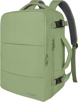 Taygeer Travel Carry on Backpack for Men Women, Airplane Approved Travel Backpack Suitcase with USB Charging Port, College 35l Luggage Bag 15.6inch Laptop Mochila Gifts for Business, Light Gree